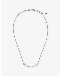 Tiffany & Co. - Tiffany T Smile Medium 18Ct- And 0.19Ct Round-Brilliant Diamond Pendant Necklace - Lyst