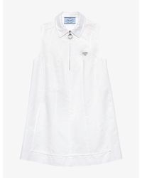 Prada - Branded Zip-Up Cotton Mini Dress - Lyst