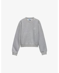 Prada - Logo-Print Round-Neck Cotton Sweatshirt - Lyst