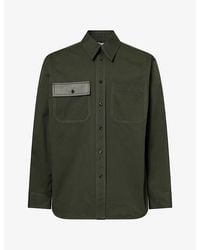 Bottega Veneta - Gabardine Leather-Patch Cotton Shirt - Lyst