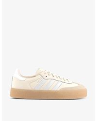 adidas - Sambae Logo-embroidered Leather Low-top Trainers - Lyst