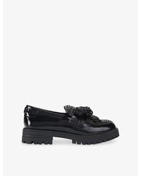 Kurt Geiger - Crystal Bow Leather Loafers - Lyst