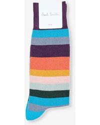 Paul Smith - Artist Stripe-pattern Cotton-blend Knitted Socks - Lyst