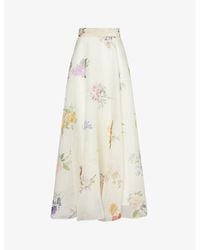 Zimmermann - Natura Floral-pattern Linen And Silk-blend Maxi Skirt X - Lyst