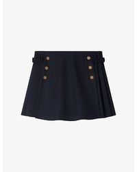 Sandro - Pleated Button-Embellished Wool-Blend Skort - Lyst