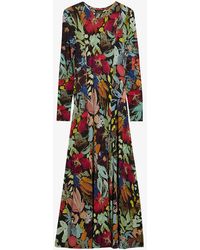 Ted Baker - Alexann Floral-print Long-sleeve Stetch-woven Midi Dress - Lyst