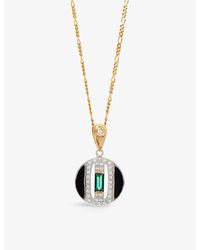 V By Laura Vann - Daphne 18ct Yellow -plated Recycled Sterling-silver, Emerald, Cubic Zirconia And Enamel Pendant Necklace - Lyst
