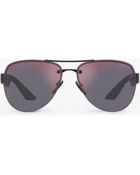 Prada Linea Rossa - Ps 55ys Pilot-frame Metal Sunglasses - Lyst