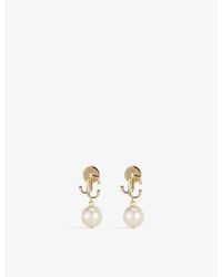 Jimmy Choo - Jc Logo-Embellished-Toned Brass And Pearl Earrings - Lyst