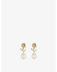 Jimmy Choo - Jc Logo-embellished Gold-toned Brass And Pearl Earrings - Lyst