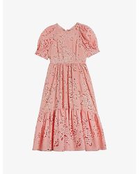 Ted Baker - Puff-sleeve Tiered Woven Maxi Dress - Lyst