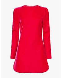 Alaïa - Round-Neck Velvet Mini Dress - Lyst