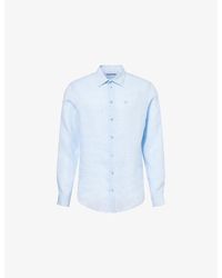 Emporio Armani - Logo-Embroidered Long-Sleeve Linen Shirt - Lyst