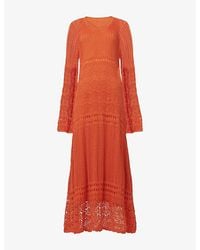 eem - Long-Sleeve Crochet Knit Kaftan Dress - Lyst