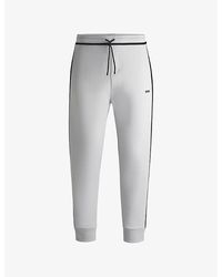 BOSS - Rubberised-Branding Striped-Trim Stretch Cotton-Blend Jogging Bottoms - Lyst