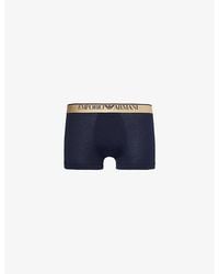 Emporio Armani - Branded-Waistband Stretch-Cotton Trunks - Lyst