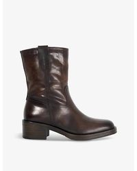 Dune - Paytyn Borg-Lined Heeled Leather Ankle Boots - Lyst