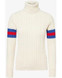 Gucci - Cable-knit Turtleneck Wool And Cashmere-knit Jumper - Lyst