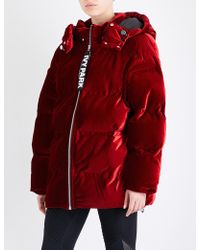 Ivy Park Oversized Velvet Puffer Jacket - Red