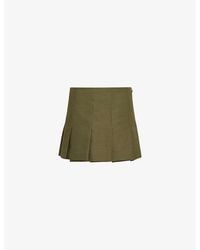 Prada - Technical Pleated Woven Mini Skirt - Lyst