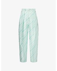 Victoria Beckham - Cecilia Printed Wide-Leg Silk Trousers - Lyst