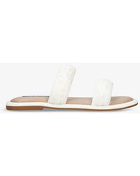 Steve Madden - Celina Pearl-embellished Flat Woven Sandals - Lyst