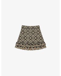 Sandro - Floral Broderie-anglaise Embroidered Cotton Mini Skirt - Lyst