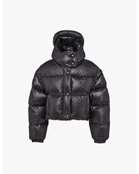 Prada - Logo-Plaque Padded Cropped Shell-Down Jacket - Lyst