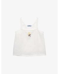 Prada - Embroidered Linen Top - Lyst