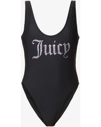 Juicy Couture Devina Logo-embellished Swimsuit - Black