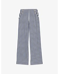 Maje - Striped Wide-Leg Woven Trousers - Lyst