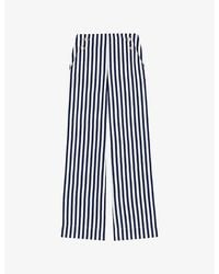 Maje - Striped Wide-Leg Woven Trousers - Lyst