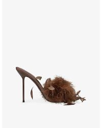Paris Texas - Lidia 105 Feather-Embellished Mules - Lyst