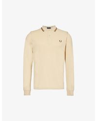 Fred Perry - Contrast-tipped Long-sleeved Cotton-piqué Polo Shirt X - Lyst