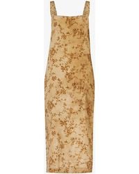 Uma Wang - Floral-pattern Square-neck Silk-blend Midi Dress - Lyst