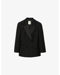 Sandro - Tuxedo Double-Breasted Wool-Blend Jacket - Lyst