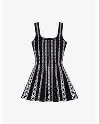 Maje - Rope-Intarsia Square-Neck Stretch-Knit Mini Dress - Lyst