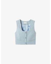 Claudie Pierlot - Square-Neck Cropped Linen-Blend Top - Lyst