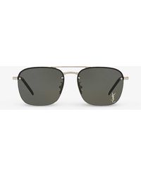 Saint Laurent - Ys000490 Sl 309 M Rectangular-frame Metal Sunglasses - Lyst