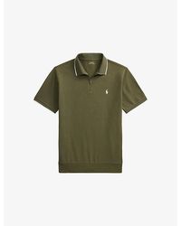 Polo Ralph Lauren - Logo-Embroidered Tipped Zip-Up Cotton Polo Shirt - Lyst
