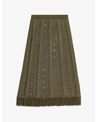 Maje - High-Rise Rhinestone-Embellished Knitted Midi Skirt - Lyst