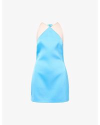 David Koma - Halter-Neck Cut-Out Satin Mini Dress - Lyst
