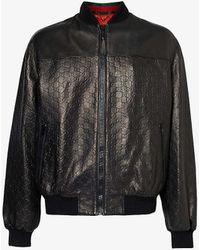 Gucci - Monogram-debossed Relaxed-fit Leather Bomber Jacket - Lyst