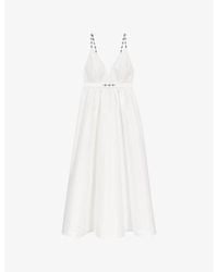 Maje - Jewelled V-Neck Taffeta Maxi Dress - Lyst