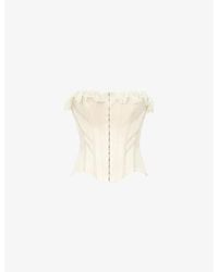 House Of Cb - Idella Lace-Trim Satin Corset Top - Lyst