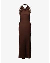 OMNES - Benita Halterneck Satin Maxi Dress - Lyst