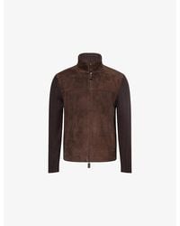 Emporio Armani - Blouson Knitted Suede And Wool-Blend Jacket - Lyst
