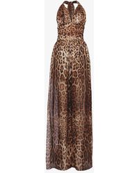 Dolce & Gabbana - Leopard-print Slim-fit Silk Maxi Dress - Lyst