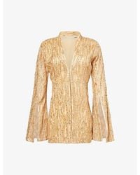 GRACE FAENA - The Aqua Crystal-Embellished Tulle Mini Dress - Lyst