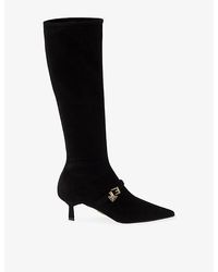 Prada - Stretch Heeled Tall Suede Boots - Lyst